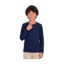 Onloox Erkek Lacivert Erkek Çocuk Lacivert Pamuklu Penye Bisiklet Yaka Uzun Kollu Regular Fit Basic Tişört 4-8 Yaş