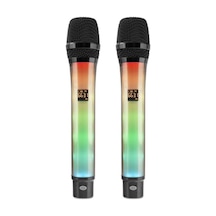 Profesyonel Kablosuz Uhf 2 Mikrofonlu Set Rgb - Siyah Wx-82