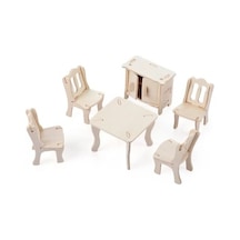 3d Kendin Yap Ahşap Puzzle Yemek Masası Maket Çocuk Aktivite