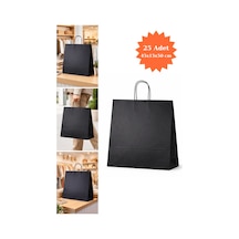 Elit Burgu Saplı Kraft Çanta Siyah Fsc Sertifikalı Kağıt Poşet Butik Hediye Torbası 45x15x50 Cm 25li
