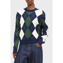 Guess Ls Cn Gracie Argyle Ekoseli Bisiklet Yaka Kazak W6br48z1447 Kadın Kazak W6br48 Z1447 F5yx Lacivert