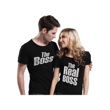 Sevgili Kombinleri The Boss The Real Boss Sevgili Tişört Tshirt Siyah