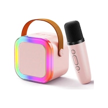 Karaoke Kablosuz Hoparlör Mikrofonlu Rgb Işıklı Bluetooth Speaker Tf Kart/usb Pembe Karaoke Kablosuz Hoparlör Mikrofonlu Rgb Işıklı Bluetooth Speaker Tf Kart/usb Pembe
