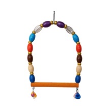 Renkli Boncuklu Ve Çanlı Muhabbet Kuşu Salıncağı 11-13.5 Cm Renkli