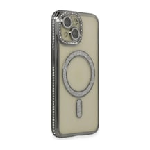 Apple Uyumlu iPhone 14 Kılıf Joke Simli Magneticsafe Kılıf Gri\