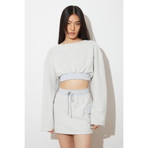 About Blank Lastikli Crop Sweatshirt Acı Kahverengi