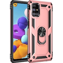Samsung Galaxy Uyumlu, M31s Kılıf Sofya Yüzüklü Silikon Kapak - Rose