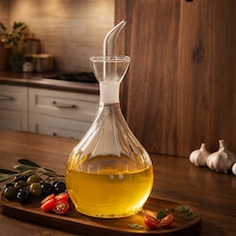 Porsima 410 Borosilikat Cam Yağdanlık Yağlık Sirkelik 1000ml Şeffaf