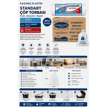 Kazanç Plastik Standart Mini Boy 40x50 Beyaz 40'lı 50 Rulo