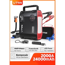 Utrai Jstar 5 24000 mAh 2000A Jump Starter + Lastik Şişirme Pompası Taşınabilir Akü Takviye Cihazı Seti