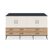 Hyperion Konsol 6 Raflı 6 Çekmeceli 4 Kapaklı 176x44x99 Antrasit- Antrasit-aytaşı/çam