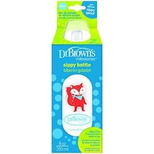 8 Oz/250 Ml Pp Dar Ağız + Sippy Biberon Bardak, Tilki, Tekli Paket Açık Kahverengi