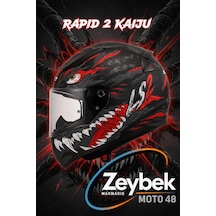 Rapid Iı Kaiju Özel Tasarım Full Face Kask - Canavar Desenli - Rapid Iı Kaiju