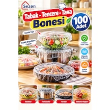 100'lü Tabak Tencere Bonesi Lastikli Şeffaf Gıda Koruma Örtüsü, Kase Tava Ve Yemek Saklama Poşeti