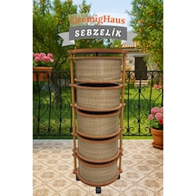 Ahşap Sebzelik Geleneksel Tasarım Yuvarlak Ihlamur Desenli 5 X 5 Kg Kapasiteli Hazır Gönderim Diğer