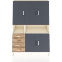 Hyperion Dolap 7 Raflı 4 Çekmeceli 5 Kapaklı 132x44x195 Aytaşı-antrasit/çam Antrasıt/atlas Çam