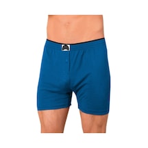 Gümüş Erkek Mavi 3'lü Havlu Bel Penye Boxer M40203 Mavi