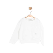Kız Çocuk Kelebek Tokalı Sweat Nk-39617 Ekru