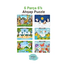 Çocuklar İçin Eğitici Ve Öğretici Ahşap 6 Parça 13x17 Renkli Puzzle 6'lı Set-606, 8692016027168