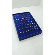 Süet Kumaş Lacivert Renk 24/17 Cm Batırmalı Piercing - Küpe Tablası