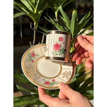 6'lı Porselen Flora Noble Kahve Fincanı-5390 Beyaz