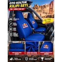 Oto Koltuk Kılıfı Universal Esnek Penye Kumaş Redbull Temalı Mavi Renk 1 Takım