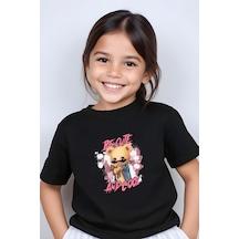 Panios Kids And Cool Baskılı Kız Çocuk Kısa Kollu T-shirt Siyah