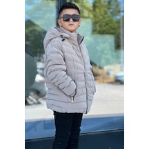 Pina Kids Erkek Çocuk Çıkarılabilir Kapüşonlu Sık Dikişli Nova Kumaş Kışlık Şişme Mont Km4016 Bej