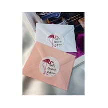 Flamingo Baskılı Güzel Günlerde Kullanın Etiketi Yuvarlak Mat Stıcker 4 Cm 100 Adet Çok Renkli