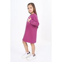 Toontoy Kids Toontoy Kız Çocuk Tn Baskılı Elbise Mürdüm