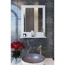 Makbulce Safir Raflı Dresuar Banyo Aynası 60 x 45 Beyaz Makbulce Safir Raflı Dresuar Banyo Aynası 60 x 45 Beyaz