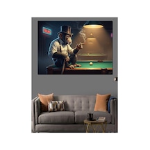 Bilardo Salonunda Sigara İçen Maymun Yağlı Boya Dokulu Kanvas Tablo Canvas Tablosu