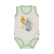 Andywawa Kız Erkek Bebek Pastacı Fil Desenli Yeşil Şeritli Body Bebek Badi Çok Renkli