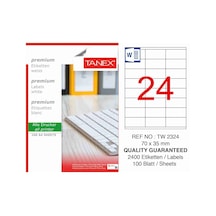 Tanex TW-2324 70x35mm Kuşe Lazer Etiket 100 Lü Paket