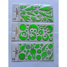 Karanlıkta Parlayan Yapışkanlı Fosforlu Sticker 3 Adet Birden Uzay