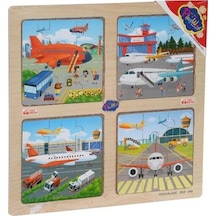 Playwood Ahşap Eğitici 4 Lü Puzzle Havaalanı Ony-346