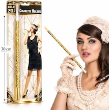 30 Cm Altın Gold Payetli Tutacağı - 1920 Ler Gatsby Parti Aksesuarı +3