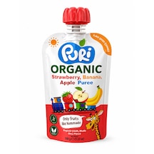 Organic %100 Organik Meyve Püresi Çilek Muz Elma 100 G İlave Şekersiz
