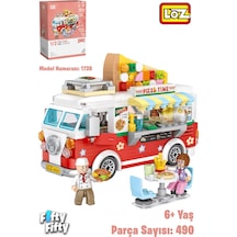 Loz Mini Block Serisi Food Truck/pizza Kamyonu -lz1739 490 Parça Oyuncak Yapım Seti