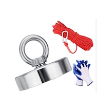 Magnet Fishing Halatlı Eldivenli Neodyum Pot Mıknatıs Seti, 80Mm
