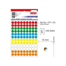 Ofc-128 Mıx Color Ofis Etiketi 10mm 5 Set 540 Adet Etiket 1