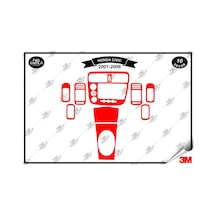 Honda Civic 2001- 2006 Torpido Konsol Trim Göğüs Maun Kaplama Set 11 Parça Kırmızı
