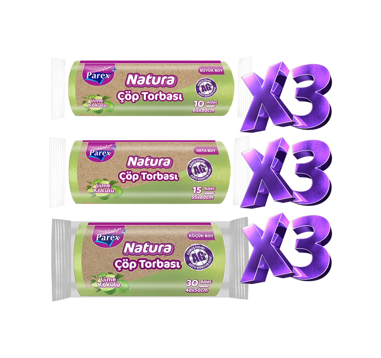 Natura Çöp Torbası Küçük Orta Büyük Boy 9'lu Paket