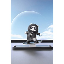 Thentech Kaykaycı Panda Cool Araç İçi Numaratör Hoodieli Torpido Üstü Hareketli Stand Siyah