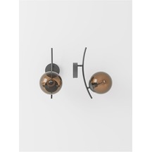 Lal 2 Adet Modern Bal Cam Küre Duvar Apliği - Siyah Metal Gövdeli Dekoratif Aydınlatma Siyah Kasa Bal Cam Tek Ebat Diğer