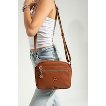 Baginn Kadın Postacı Çanta 23 18 Cm Çapraz Askılı Omuz Çantası Mega Bag Günlük Kullanıma Uygun Taba
