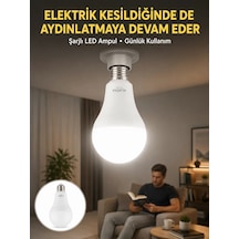 Acil Durumlar İçin Şarjlı Led Ampul 6400k Soğuk Beyaz 30 Watt Yeni Nesil Belirtilmemiş
