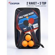Ckspor 2 Li Masa Tenisi Raketi Seti 3 Top Ve Fermuarlı Taşıma Çantalı Ping Pong Seti