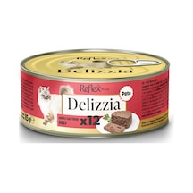 Delizzia Kıyılmış Dana Etli Yetişkin Kedi Maması 12 X 85 Gr.