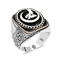 Gümüş Hilal Bozkurt Oval Erkek Yüzük (551187179)